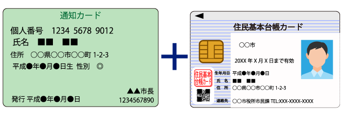 ②　通知カード+身分証明書　1点
