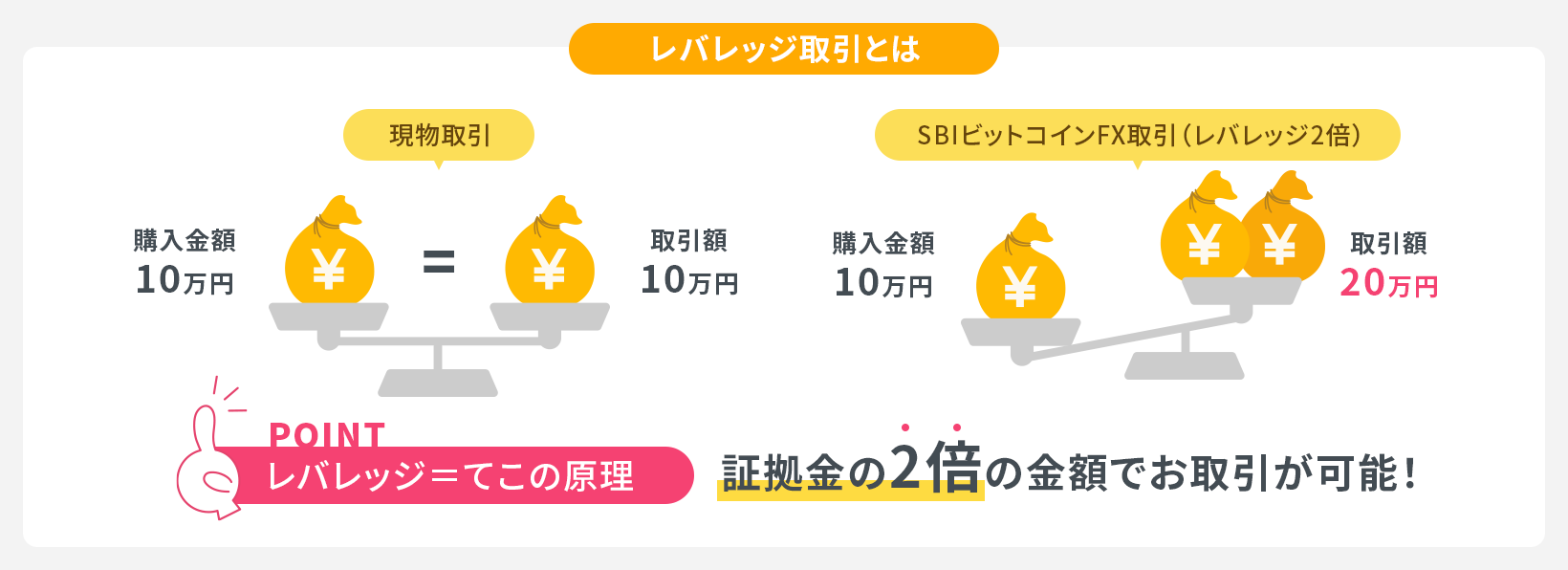 証拠金の2倍の取引が可能