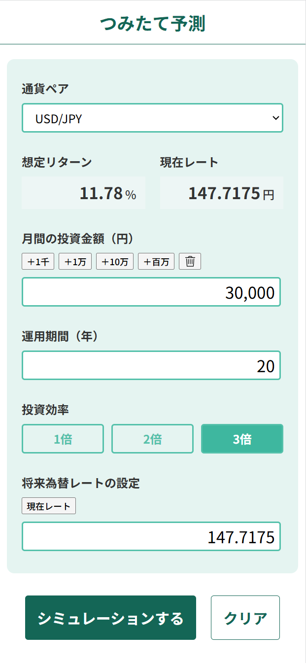 各種シミュレーション | SBI FXトレード