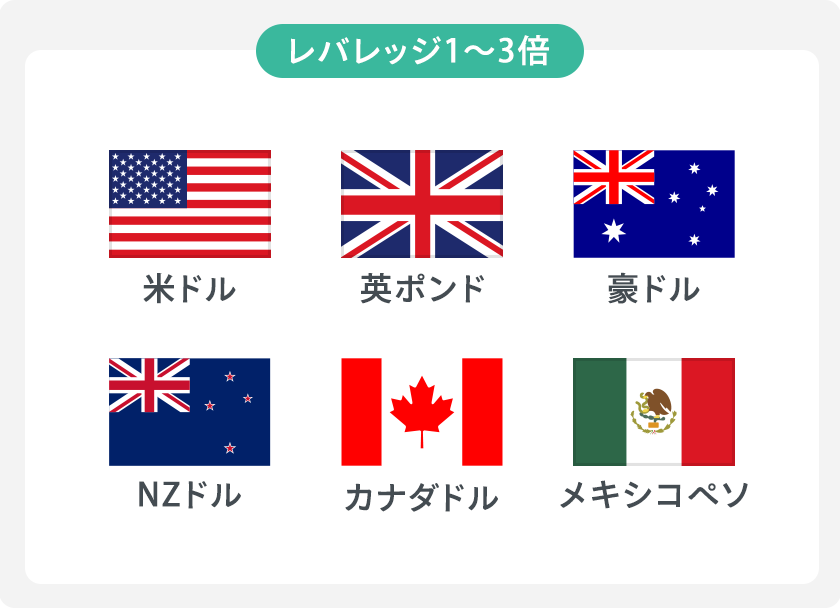 レバレッジ1~3倍の通貨