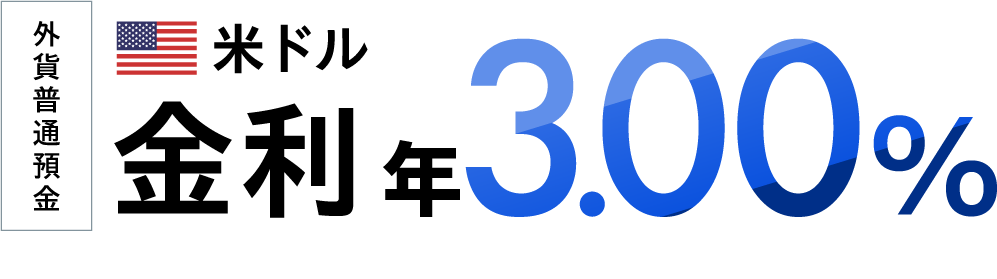 外貨普通預金 金利年3.00% ネット専業銀行最高水準の好金利