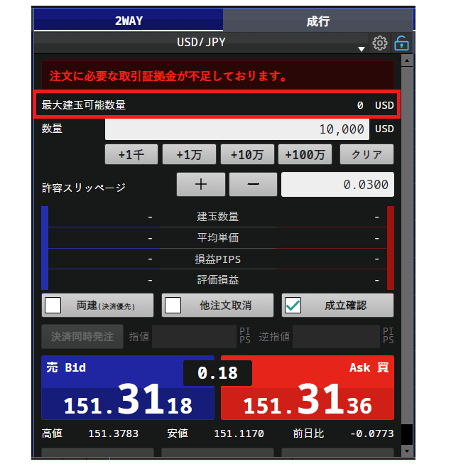 新規注文しようとしたらにエラーになりました。 | SBI FXトレード