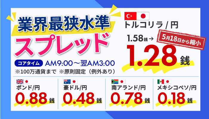 業界最狭水準スプレッド