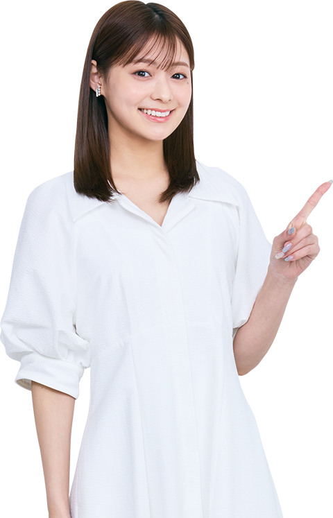 タイトルを指でさしている女性