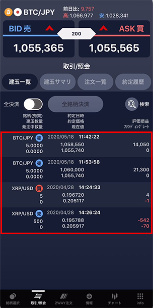 商品画像：決済注文 - 複数の建玉を一括決済｜暗号資産CFD WEB版操作 1