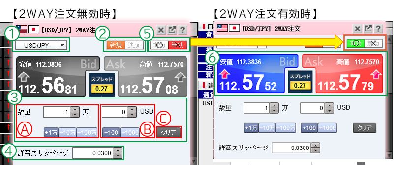 2WAY注文画面