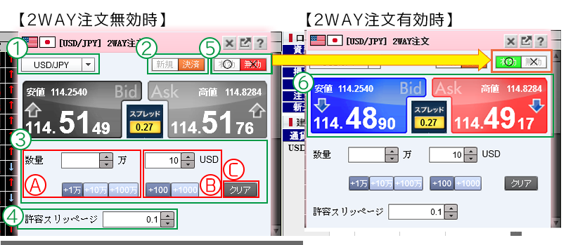 2WAY注文画面