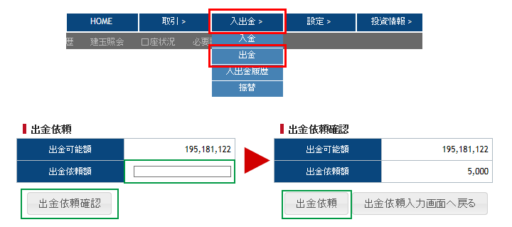 出金依頼方法