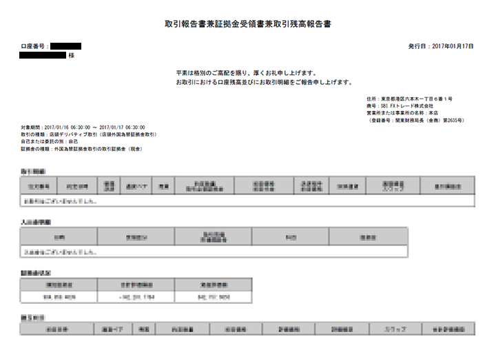 取引報告書