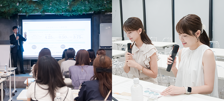 当社代表・藤田による講義の様子 紫帆さん・小嶋真子さんも積極的に参加