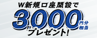 取引デビュー応援 ！ スタートダッシュプラン　条件を満たしたお客さまにもれなくつみたて外貨口座に米ドルポジション3,000円分相当をプレゼント！